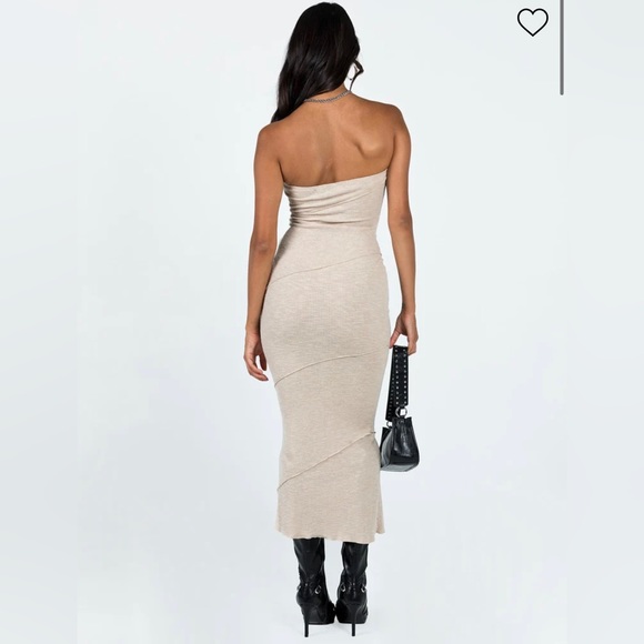 *NWT* Princess Polly Ribbed Maxi Oscar Dress - Oatmeal - Picture 3 of 8